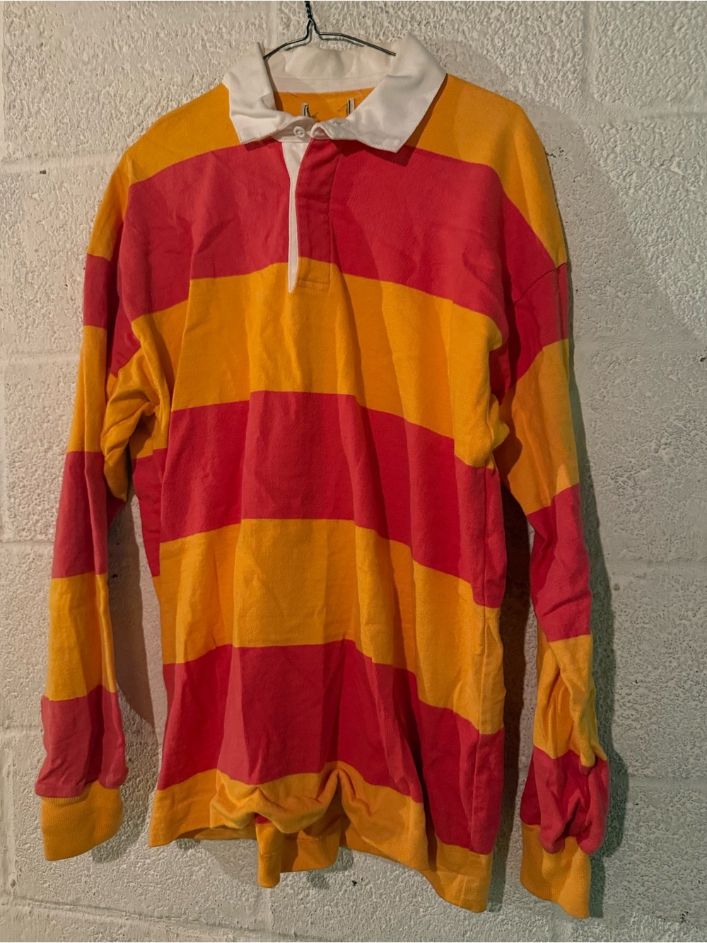 Vintage LL Bean Striped Rugby Shirt in tangerine and rose